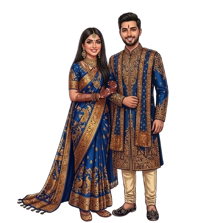 Couple Varmala Illustration